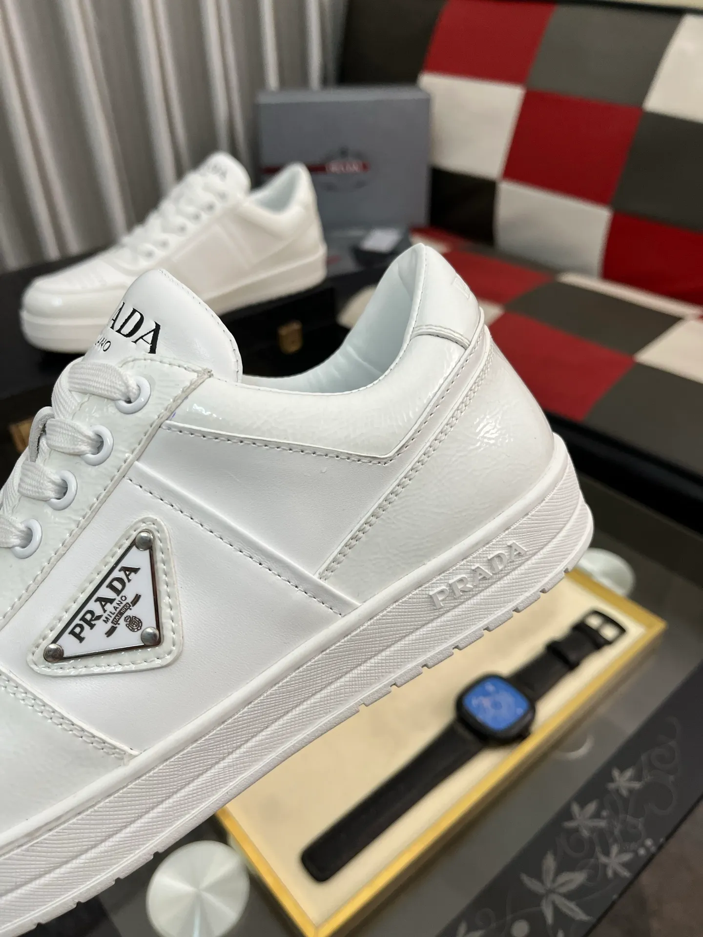 Men's shoes 💰560⌚️⌚️【PRADA】Prada - high-end quality original order 🔍🔍🔍 casual sports shoes - upper: 🔝 Nappa calfskin, brand high satin hollow canvas, shoe body sewn brand metal fasteners, tongue injection molded brand logo - lining: water-dyed cowhide - outsole: ultra-light TPU foam rubber; two-color molded outsole -Ultra-high quality control and fine workmanship: highlighted (high-end, extravagance, and class) -Size: 38-444️⃣colors available